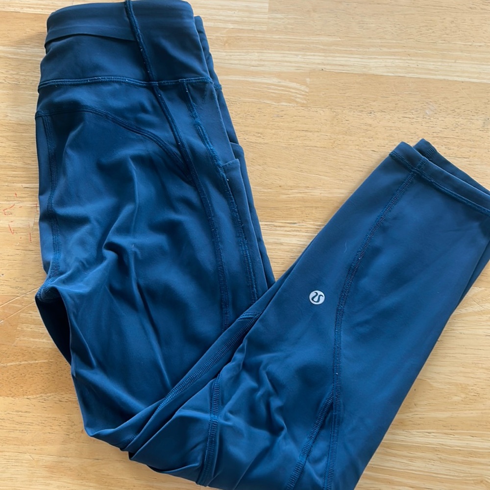 Lulu lemon dark turquoise leggings with pocket